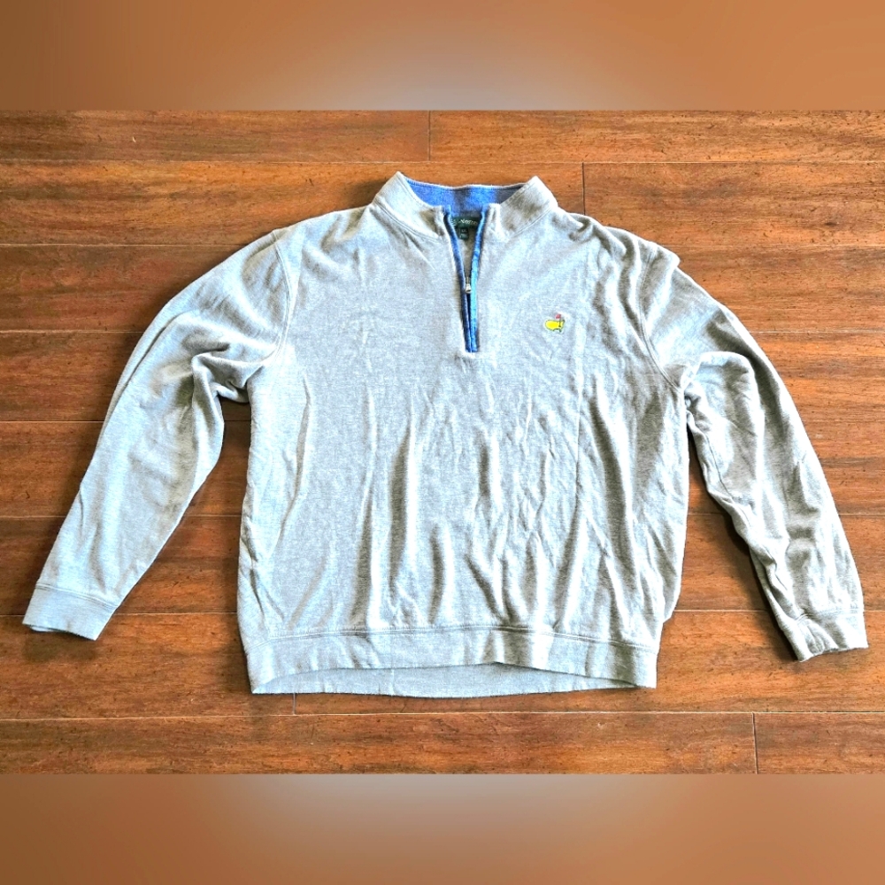Masters Men's Grey quarter zip pullover long sleeve shirt